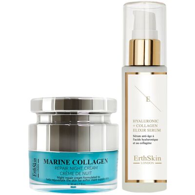 Erth Skin London Serum Hydroacid i Collagen - Krem Nocny - Zestaw Pielęgnacji Skóry Erth Skin London Serum Hydroacid i Collagen - Krem Nocny - Zestaw Pielęgnacji Skóry
