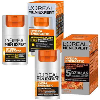 L'Oréal Men Expert Hydra Energetic Nawilżający Krem i SPF15 WakeUp Efect 2x50ml L'Oréal Men Expert Hydra Energetic Nawilżający Krem i SPF15 WakeUp Efect 2x50ml