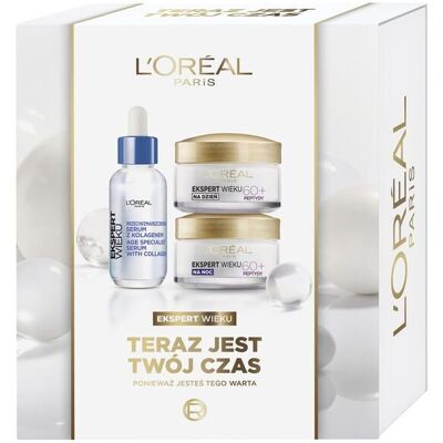 L'Oreal Paris Ekspert Wieku 60+ zestaw serum do twarzy 30ml + krem na dzień 50ml + krem na noc 50ml L'Oreal Paris Ekspert Wieku 60+ zestaw serum do twarzy 30ml + krem na dzień 50ml + krem na noc 50ml