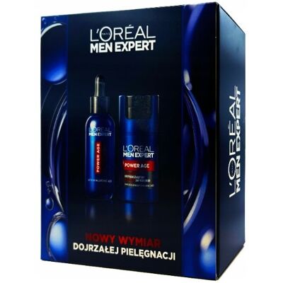 L'Oreal Paris Men Expert Power Age zestaw rewitalizujący krem nawilżający 50ml + serum z kwasem hialuronowym 30ml L'Oreal Paris Men Expert Power Age zestaw rewitalizujący krem nawilżający 50ml + serum z kwasem hialuronowym 30ml