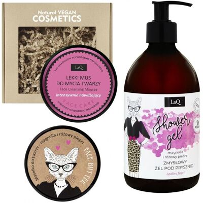 LAQ Zestaw Magnolia;żel 500 ml ,masełko do twarzy 50 ml, mus do twarzy 40 g LAQ Zestaw Magnolia;żel 500 ml ,masełko do twarzy 50 ml, mus do twarzy 40 g