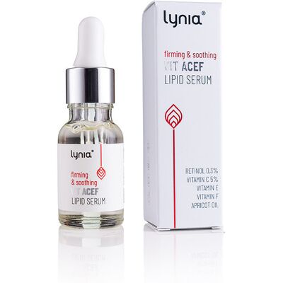 Lynia, Ujędrniająco-łagodzące serum lipidowe z witaminami A,C,E i F, 15ml Lynia, Ujędrniająco-łagodzące serum lipidowe z witaminami A,C,E i F, 15ml