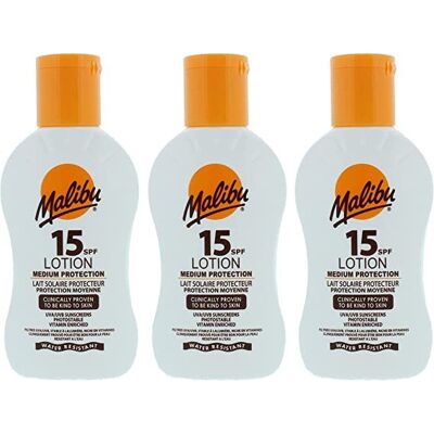 Malibu Protective Lotion SPF15 Wodoodporny Balsam 100ml x3szt Malibu Protective Lotion SPF15 Wodoodporny Balsam 100ml x3szt