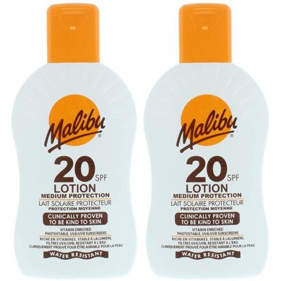 Malibu Protective Lotion SPF20 Wodoodporny Balsam 200ml x2szt Malibu Protective Lotion SPF20 Wodoodporny Balsam 200ml x2szt