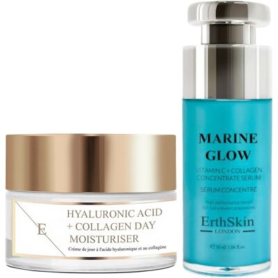 Erth Skin London Marine Glow Serum i Krem na Dzień z Witaminą C i Collagenem Erth Skin London Marine Glow Serum i Krem na Dzień z Witaminą C i Collagenem