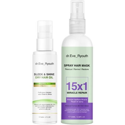 Maska 15w1 Miracle Repair Spray 100 ml + olejek do włosów Sleek & Shine 60 ml Maska 15w1 Miracle Repair Spray 100 ml + olejek do włosów Sleek & Shine 60 ml