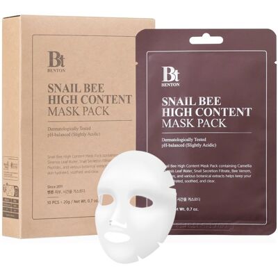 Maski w płachcie Nawilżające BENTON Snail Bee High Content Mask Pack 10szt Maski w płachcie Nawilżające BENTON Snail Bee High Content Mask Pack 10szt