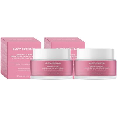 Nawilżający krem na dzień Marine Collagen Firm & Glow 50 ml + Nawilżający krem na noc Marine Collagen Firm & Restore 50 ml Nawilżający krem na dzień Marine Collagen Firm & Glow 50 ml + Nawilżający krem na noc Marine Collagen Firm & Restore 50 ml