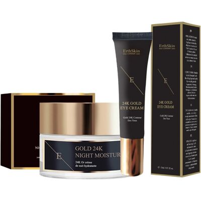 Erth Skin London Nocny krem przeciwzmarszczkowy z 24K złotem + Krem pod oczy - Zestaw Nocny Erth Skin London Nocny krem przeciwzmarszczkowy z 24K złotem + Krem pod oczy - Zestaw Nocny