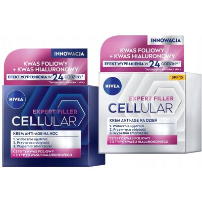 NIVEA CELLULAR Expert FIller Krem na dzień SPF15 + Na noc ujędrniający NIVEA CELLULAR Expert FIller Krem na dzień SPF15 + Na noc ujędrniający