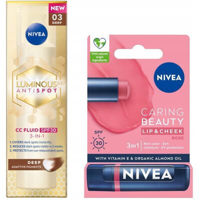 Nivea Luminous Krem Cc Na Przebarwienia Ciemny 40ml + Pomadka Rose 4,8g Nivea Luminous Krem Cc Na Przebarwienia Ciemny 40ml + Pomadka Rose 4,8g