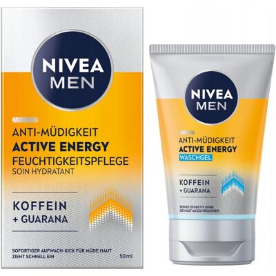 NIVEA MEN ACTIVE ENERGY Żel do mycia twarzy 100ml + Krem męski 50ml NIVEA MEN ACTIVE ENERGY Żel do mycia twarzy 100ml + Krem męski 50ml