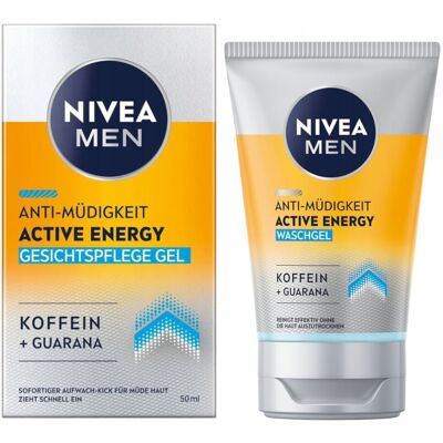 NIVEA MEN ACTIVE ENERGY Żel do mycia twarzy 100ml + Krem nawilżający 50ml NIVEA MEN ACTIVE ENERGY Żel do mycia twarzy 100ml + Krem nawilżający 50ml