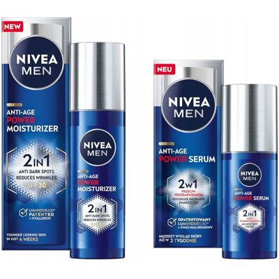 NIVEA MEN ANTI-AGE POWER Serum przeciwzmarszczkowe 30ml + Krem męski SPF30 NIVEA MEN ANTI-AGE POWER Serum przeciwzmarszczkowe 30ml + Krem męski SPF30