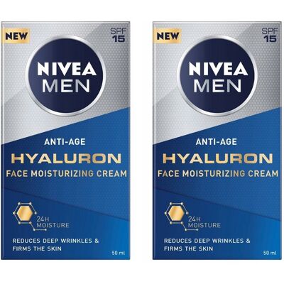 NIVEA MEN HUALURON Krem przeciwzmarszczkowy z filtrem SPF15 męski 50ml x2 NIVEA MEN HUALURON Krem przeciwzmarszczkowy z filtrem SPF15 męski 50ml x2