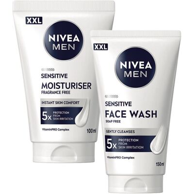 NIVEA MEN Sensitive Żel do mycia twarzy 150ml + Krem nawilżający XXL 100ml NIVEA MEN Sensitive Żel do mycia twarzy 150ml + Krem nawilżający XXL 100ml