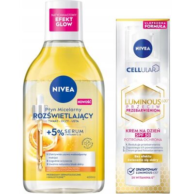 NIVEA Płyn micelarny z 5% serum 500ml + LUMINOUS Krem na przebarwienia 40ml NIVEA Płyn micelarny z 5% serum 500ml + LUMINOUS Krem na przebarwienia 40ml