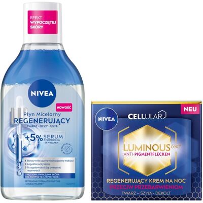 NIVEA Płyn micelarny z 5% serum 500ml + LUMINOUS Krem na przebarwienia 40ml NIVEA Płyn micelarny z 5% serum 500ml + LUMINOUS Krem na przebarwienia 40ml