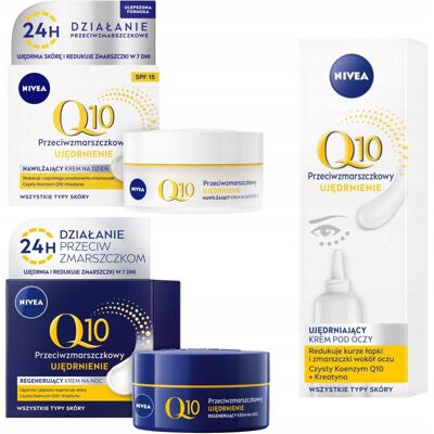 NIVEA Q10 Krem przeciwzmarszczkowy dzień noc SPF15 50ml x2 + Pod oczy 15ml NIVEA Q10 Krem przeciwzmarszczkowy dzień noc SPF15 50ml x2 + Pod oczy 15ml