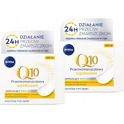 NIVEA Q10 Krem przeciwzmarszczkowy z filtrem uv SPF15 i kreatyną 50ml x 2 NIVEA Q10 Krem przeciwzmarszczkowy z filtrem uv SPF15 i kreatyną 50ml x 2