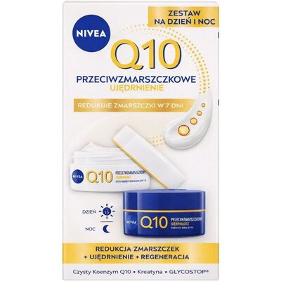 Nivea Q10 Przeciwzmarszczkowe ujędrnienie zestaw krem na dzień i na noc 2x50ml Nivea Q10 Przeciwzmarszczkowe ujędrnienie zestaw krem na dzień i na noc 2x50ml