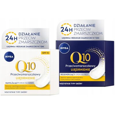 NIVEA Q10 UJĘDRNIENIE Krem przeciwzmarszczkowy na dzień 50ml + na noc 50ml NIVEA Q10 UJĘDRNIENIE Krem przeciwzmarszczkowy na dzień 50ml + na noc 50ml