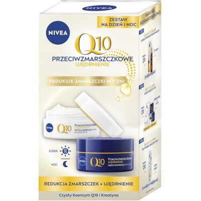 Nivea Q10 Ujędrnienie zestaw przeciwzmarszczkowy krem na dzień i krem na noc 2x50ml Nivea Q10 Ujędrnienie zestaw przeciwzmarszczkowy krem na dzień i krem na noc 2x50ml
