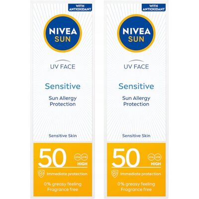 NIVEA SUN Krem przeciwsłoneczny do twarzy z filtrem SPF50 50ml x 2 szt NIVEA SUN Krem przeciwsłoneczny do twarzy z filtrem SPF50 50ml x 2 szt