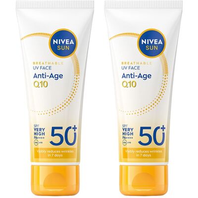 NIVEA SUN UV FACE Q10 Przeciwzmarszczkowy do twarzy SPF50+ PA++++ 40ml x2 NIVEA SUN UV FACE Q10 Przeciwzmarszczkowy do twarzy SPF50+ PA++++ 40ml x2