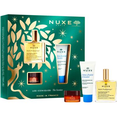 Nuxe Zestaw Xmass 2021, suchy olejek do pielęgnacji twarzy, ciała i włosów, 50 ml + odżywczy balsam do ust, 15 g + krem do skóry normalnej, 30 ml Nuxe Zestaw Xmass 2021, suchy olejek do pielęgnacji twarzy, ciała i włosów, 50 ml + odżywczy balsam do ust, 15 g + krem do skóry normalnej, 30 ml