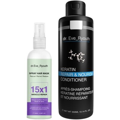 Odżywka Keratin Repair & Nourish 300ml + maska 15w1 Miracle Repair Spray 100ml Odżywka Keratin Repair & Nourish 300ml + maska 15w1 Miracle Repair Spray 100ml
