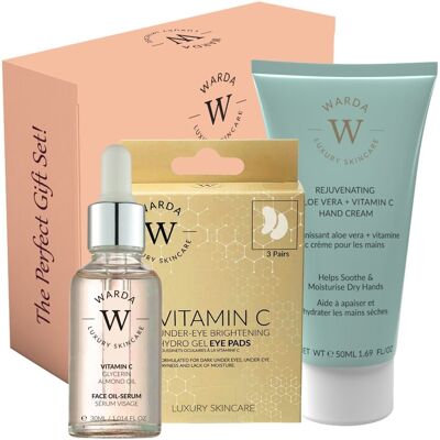 Olejowe serum witamina C + płatki pod oczy witamina C + krem do rąk aloesowy Vitamin C Olejowe serum witamina C + płatki pod oczy witamina C + krem do rąk aloesowy Vitamin C