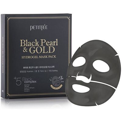 Petitfee Maseczki hydrożelowe z perłą i złotem Black Pearl&Gold; - 5 sztuk Petitfee Maseczki hydrożelowe z perłą i złotem Black Pearl&Gold; - 5 sztuk