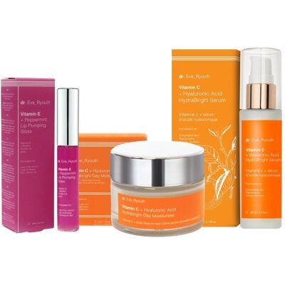 Pomadka powiększająca usta + serum z witaminą C + krem nocny Hydrabright Pomadka powiększająca usta + serum z witaminą C + krem nocny Hydrabright