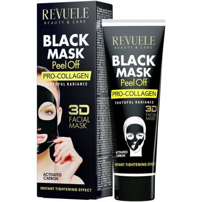 Revuele Black Mask Peel Off Pro-Colagen - Maska peel-off do jędrności skóry Revuele Black Mask Peel Off Pro-Colagen - Maska peel-off do jędrności skóry