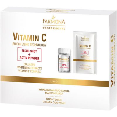 Rozjaśniająca duo maska do twarzy z kolagenem VITAMIN C Farmona 70 g Rozjaśniająca duo maska do twarzy z kolagenem VITAMIN C Farmona 70 g