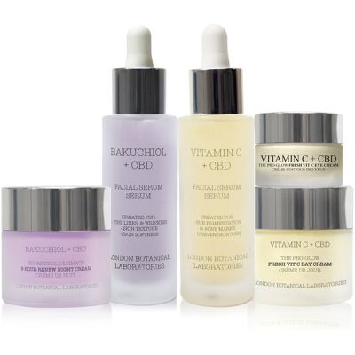 London Botanical Laboratories Bakuchiol Serum, Witamina C Serum, Krem na dzień witaminy C, Krem na noc Bakuchiol, Krem pod oczy witaminy C - Zestaw London Botanical Laboratories Bakuchiol Serum, Witamina C Serum, Krem na dzień witaminy C, Krem na noc Bakuchiol, Krem pod oczy witaminy C - Zestaw