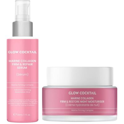 Serum ujędrniająco-regenerujące z kolagenem morskim 30 ml + krem nawilżający na noc z kolagenem morskim 50 ml Serum ujędrniająco-regenerujące z kolagenem morskim 30 ml + krem nawilżający na noc z kolagenem morskim 50 ml