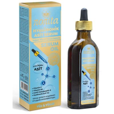 Serum z KWASEM HIALURONOWYM 100% Tureckie Twarz Ciało Włosy NONITA 100ml Serum z KWASEM HIALURONOWYM 100% Tureckie Twarz Ciało Włosy NONITA 100ml