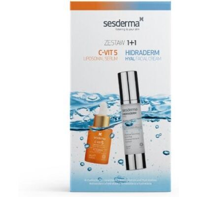 SESDERMA Zestaw Hidraderm Hyal Krem, 50ml + C-VIT 5 Serum liposomowe, 30ml SESDERMA Zestaw Hidraderm Hyal Krem, 50ml + C-VIT 5 Serum liposomowe, 30ml
