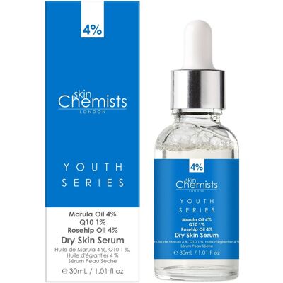 skinChemists, Skóra sucha - Olej Marulua 4%, Q10 1%, Olej z dzikiej róży 4%, 30ml skinChemists, Skóra sucha - Olej Marulua 4%, Q10 1%, Olej z dzikiej róży 4%, 30ml