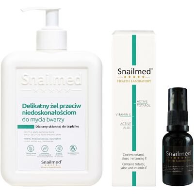 Snailmed Żel do twarzy przeciw niedoskonałościom 300 ml + Serum na trądzik i przebarwienia 15ml Snailmed Żel do twarzy przeciw niedoskonałościom 300 ml + Serum na trądzik i przebarwienia 15ml