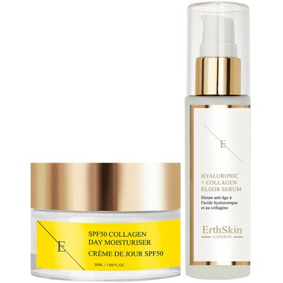 Erthskin London SPF 50 Kollagen Dzień krem 50ml + Serum z kwasem hialuronowym i kolagenem - 60ml Erthskin London SPF 50 Kollagen Dzień krem 50ml + Serum z kwasem hialuronowym i kolagenem - 60ml
