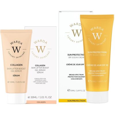 Żelowe serum kolagenowe + krem SPF 30 Sun Protection Żelowe serum kolagenowe + krem SPF 30 Sun Protection