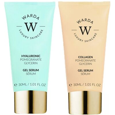 Żelowe serum kolagenowe + żelowe serum kwas hialuronowy Żelowe serum kolagenowe + żelowe serum kwas hialuronowy