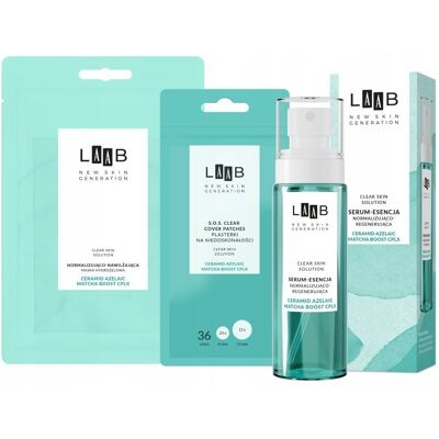 Zestaw AA LAAB Clear Skin Solution maska + serumesencja + plasterki SOS Zestaw AA LAAB Clear Skin Solution maska + serumesencja + plasterki SOS