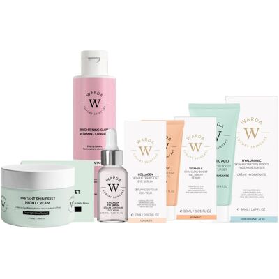 Zestaw Instant Skin Reset 5w1: krem na noc + cleanser + serum Vitamin C + krem HA + serum pod oczy Zestaw Instant Skin Reset 5w1: krem na noc + cleanser + serum Vitamin C + krem HA + serum pod oczy