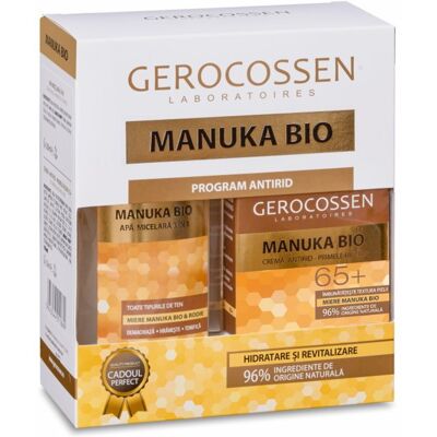 Zestaw upominkowy Manuka Bio Krem Przeciwzmarszczkowy 65+ 50ml + Woda Micelarna 3w1 300ml Zestaw upominkowy Manuka Bio Krem Przeciwzmarszczkowy 65+ 50ml + Woda Micelarna 3w1 300ml