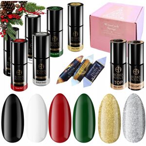 Boska Nails Świąteczny zestaw do paznokci hybrydowych w prezentowym pudełku - 2x brokatowy lakier + 4x kolorowy lakier + baza + top + słodkości Boska Nails Świąteczny zestaw do paznokci hybrydowych w prezentowym pudełku - 2x brokatowy lakier + 4x kolorowy lakier + baza + top + słodkości