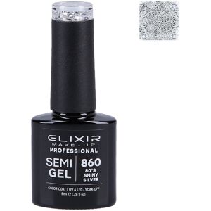 Elixir, Lakier hybrydowy do paznokci 860 80's Shiny Silver, 8 ml Elixir, Lakier hybrydowy do paznokci 860 80's Shiny Silver, 8 ml